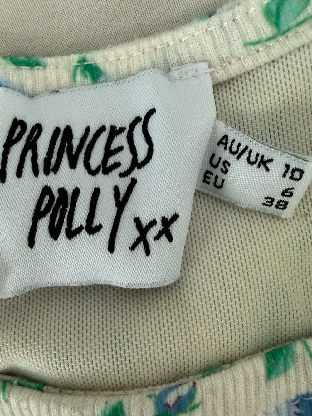 Princess Polly Cream Floral Ribbed Tee - Picture 3 of 4